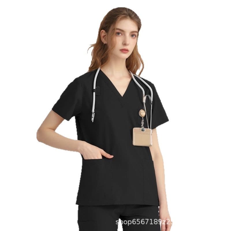 Stretch Scrub Suit Men Women Short Sleeve Surgical Gown Dental Nurse Doctor Workwear Pet Hospital Medical Long Sleeve