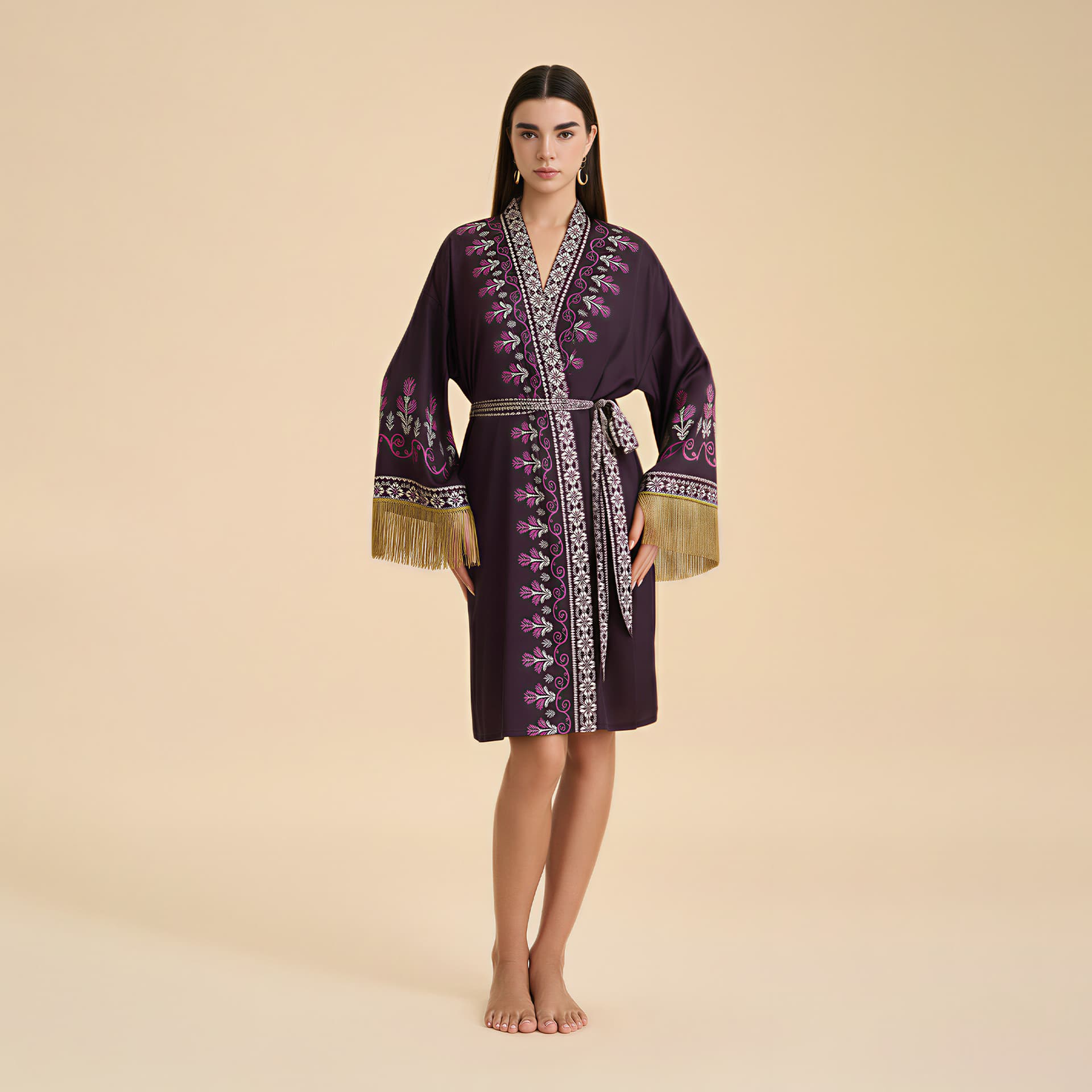 New Cross-Border Women's Robe Ethnic Floral Bride Morning Robe Bridesmaid Gift Comfortable Bathrobe Women's Homewear