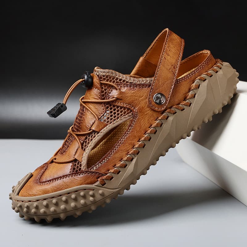 Summer new cross-border large size men's sandals mesh casual beach shoes hand-sewn outdoor mesh shoes sandals for men
