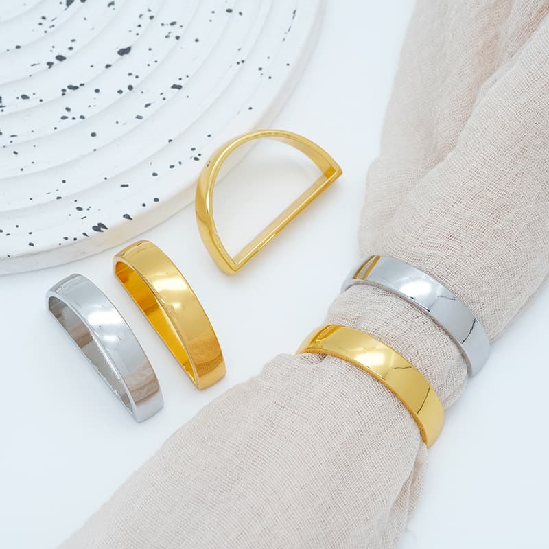 Alloy European and American style D-shaped creative napkin buckle electrophoresis electroplating cross-border hot selling wedding table decoration Western food buckle