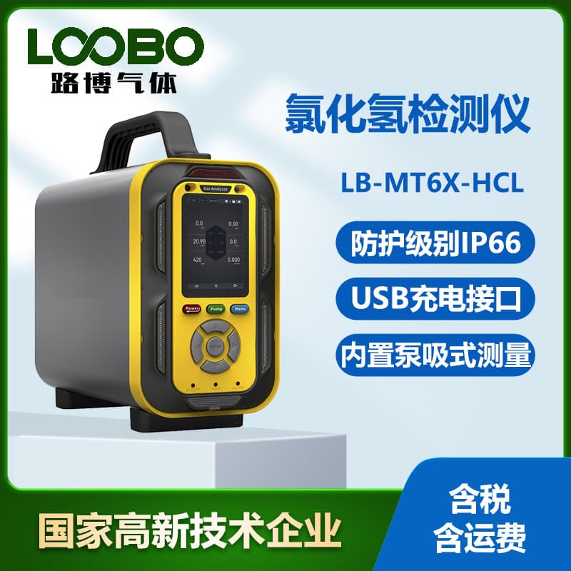 Handheld hydrogen chloride detector, hydrogen chloride gas analyzer and alarm, hydrogen chloride gas detector