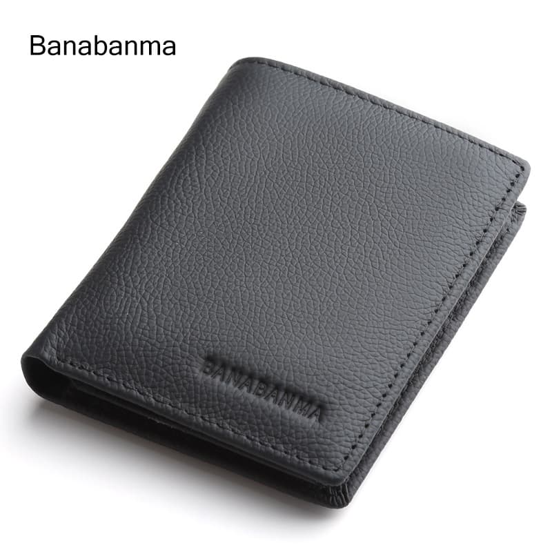 Men's Business Genuine Leather Wallet Short Style Fashion Multi-Card Holder Vertical Zipper Coin Purse Card Case Dropshipping