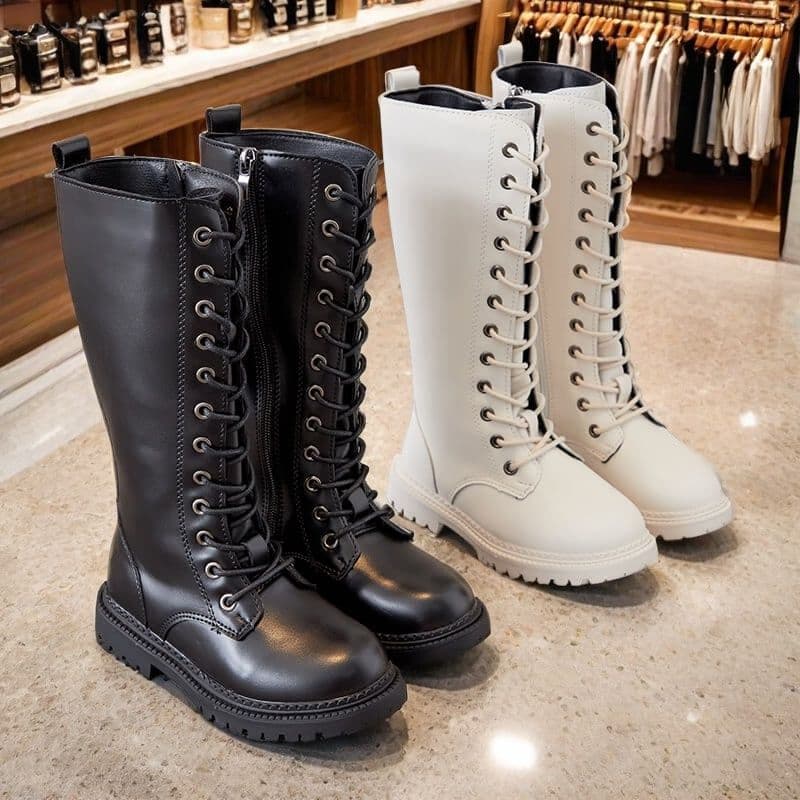 Girls' boots above the knee, autumn and winter high-top boots, fashion show boots, performance boots, children's fashion princess high-top boots, simple