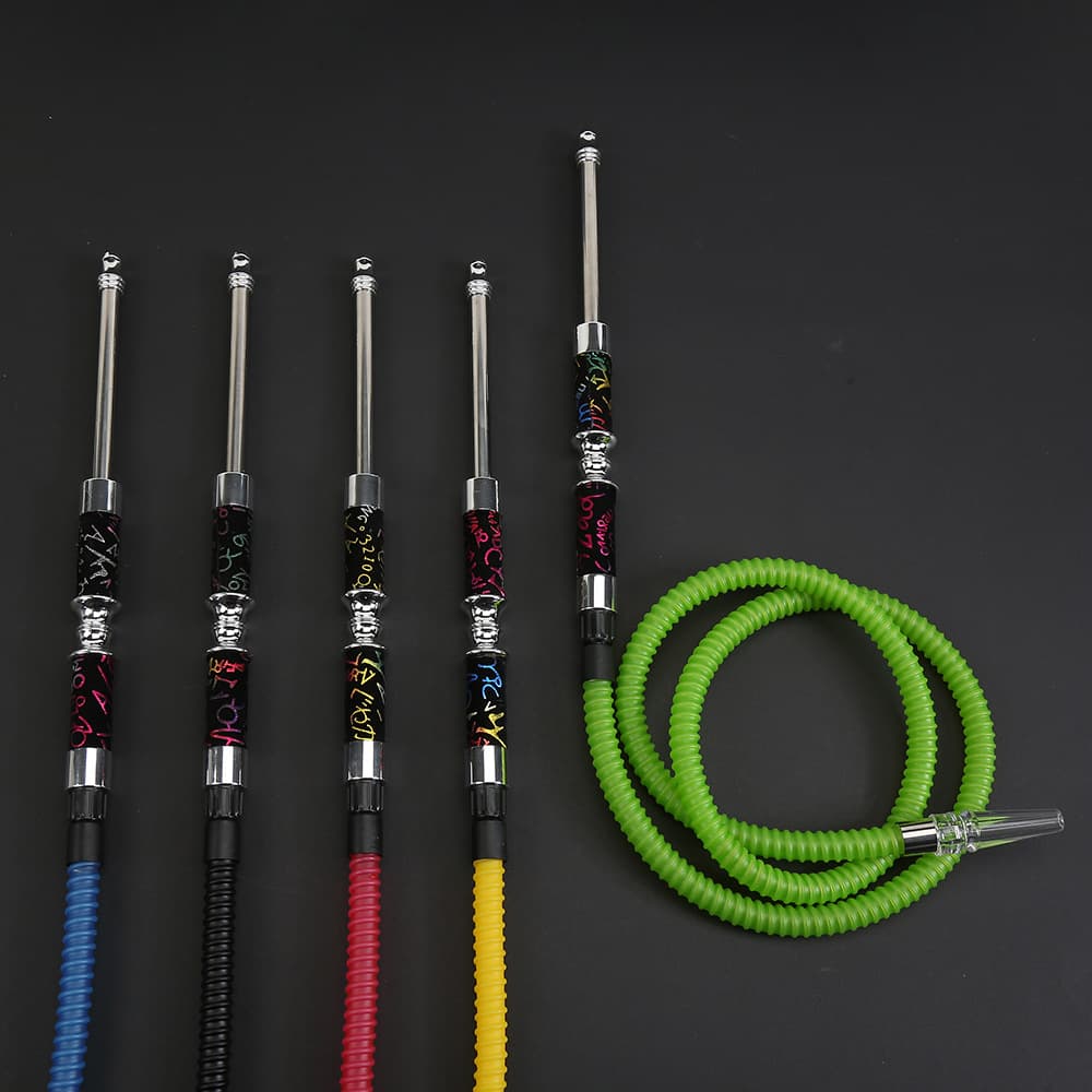 Colorful Printed Hookah Hose Retractable Soft Straw Accessories Stainless Steel Handle Accessories Shisha Full Set Accessories
