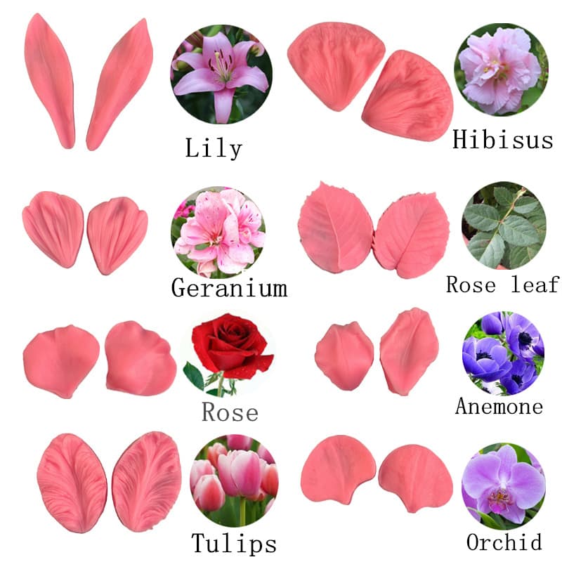 Combination Silicone Mold Petal Leaf Shape Cake Decoration Mold Baking Tool Irregular Shape Non-Imported Kitchenware