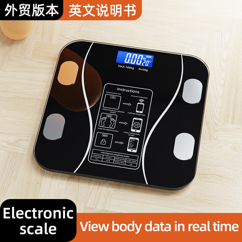 TEMU English version weight scale with Bluetooth APP, body fat scale, electronic body scale, rechargeable, for foreign trade.