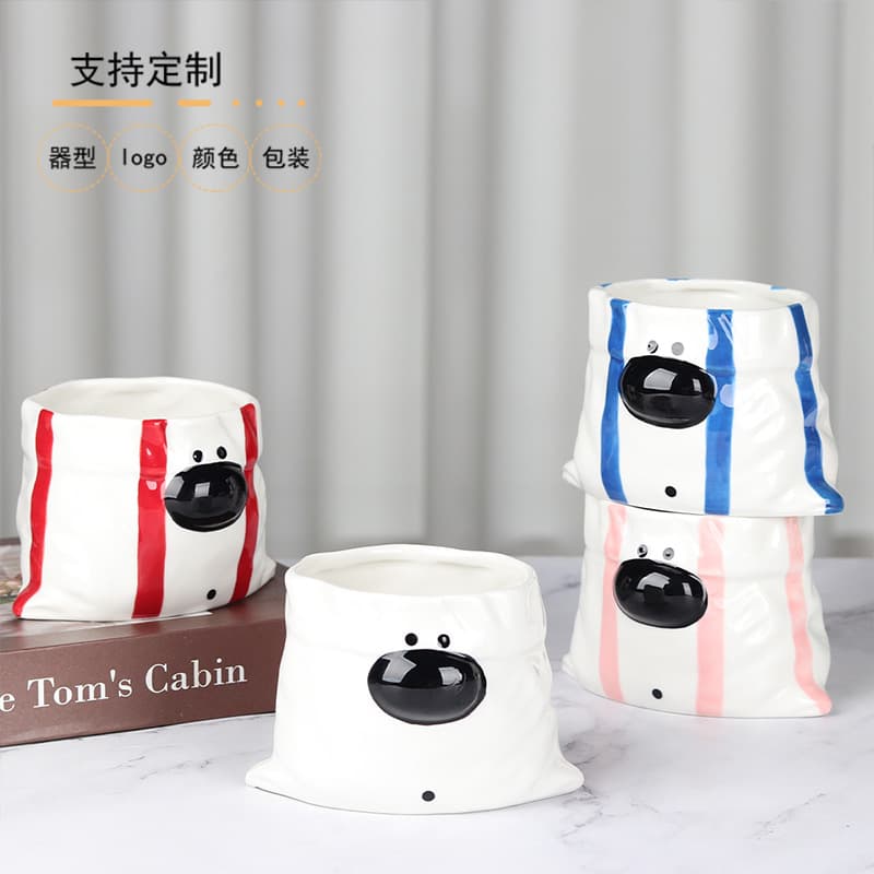 New Irregular Canvas Cup Ceramic Dog Mug Cute Cartoon Kids Coffee Cup Handmade Ceramic Cup