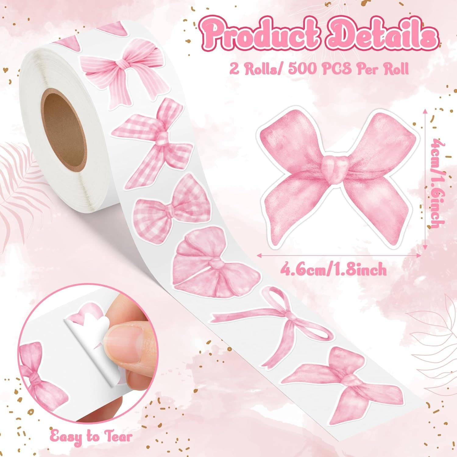 500 stickers/roll Cartoon Bow Sticker Labels Office Stationery Decorative Labels Seal Stickers