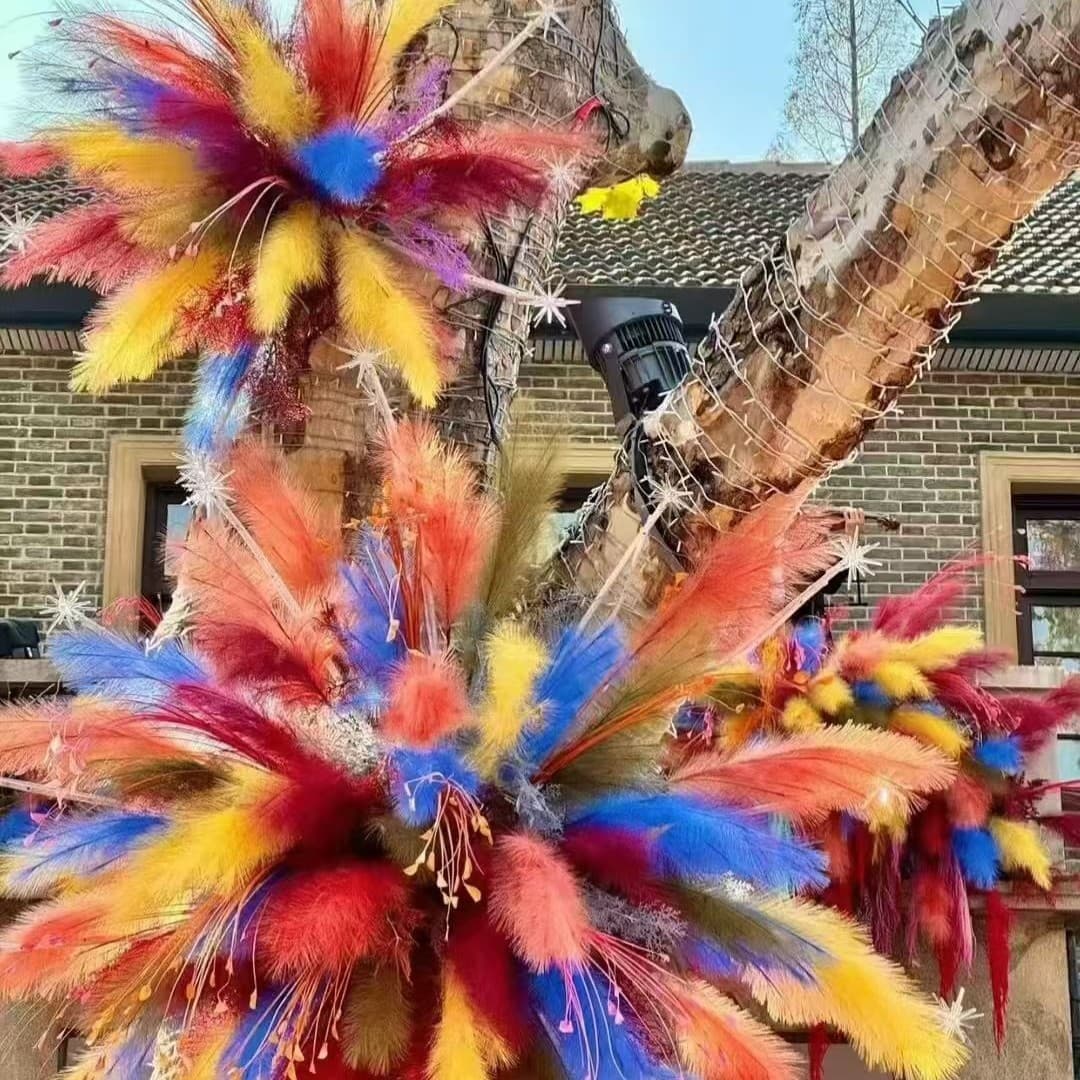 New style fireworks feather reed grass simulation flower outdoor daytime colorful fireworks landscaping pink and white peacock grass fireworks