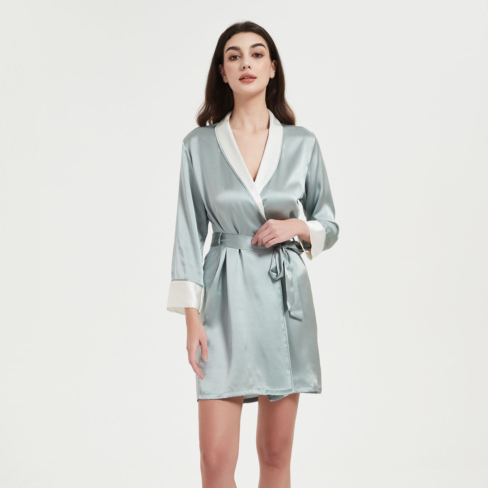 New Red Silk Morning Robe Bathrobe Mulberry Silk Pajamas Women Long Silk Robe 2340
