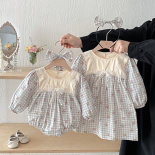 Autumn New Baby Clothes Girls 1-2 Years Bodysuit 26 New Girls Dress Sweet Sister Matching Outfit