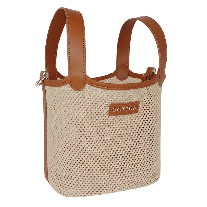Customized French vegetable basket early spring woven bag canvas microfiber mother-in-law bag bucket bag fly woven hollow cloth bag