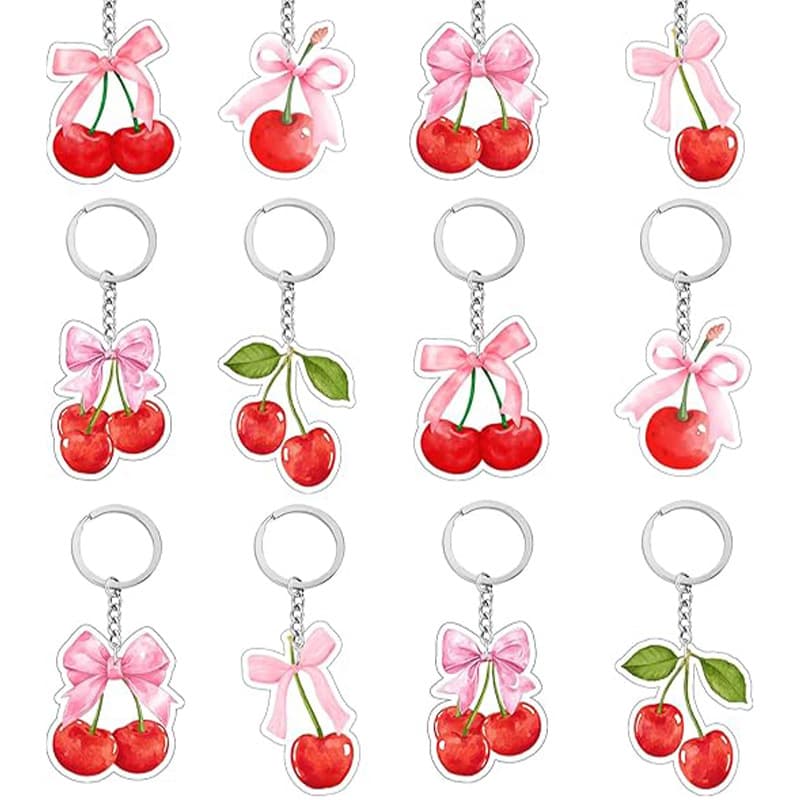 Cherry Bow Keychain Party Decoration Gift Acrylic Keychain Women's Party Supplies Cherry Water