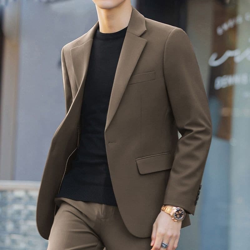 Men's Casual Suit Set Trendy Blazer High-End Wrinkle-Free Korean Style Jacket