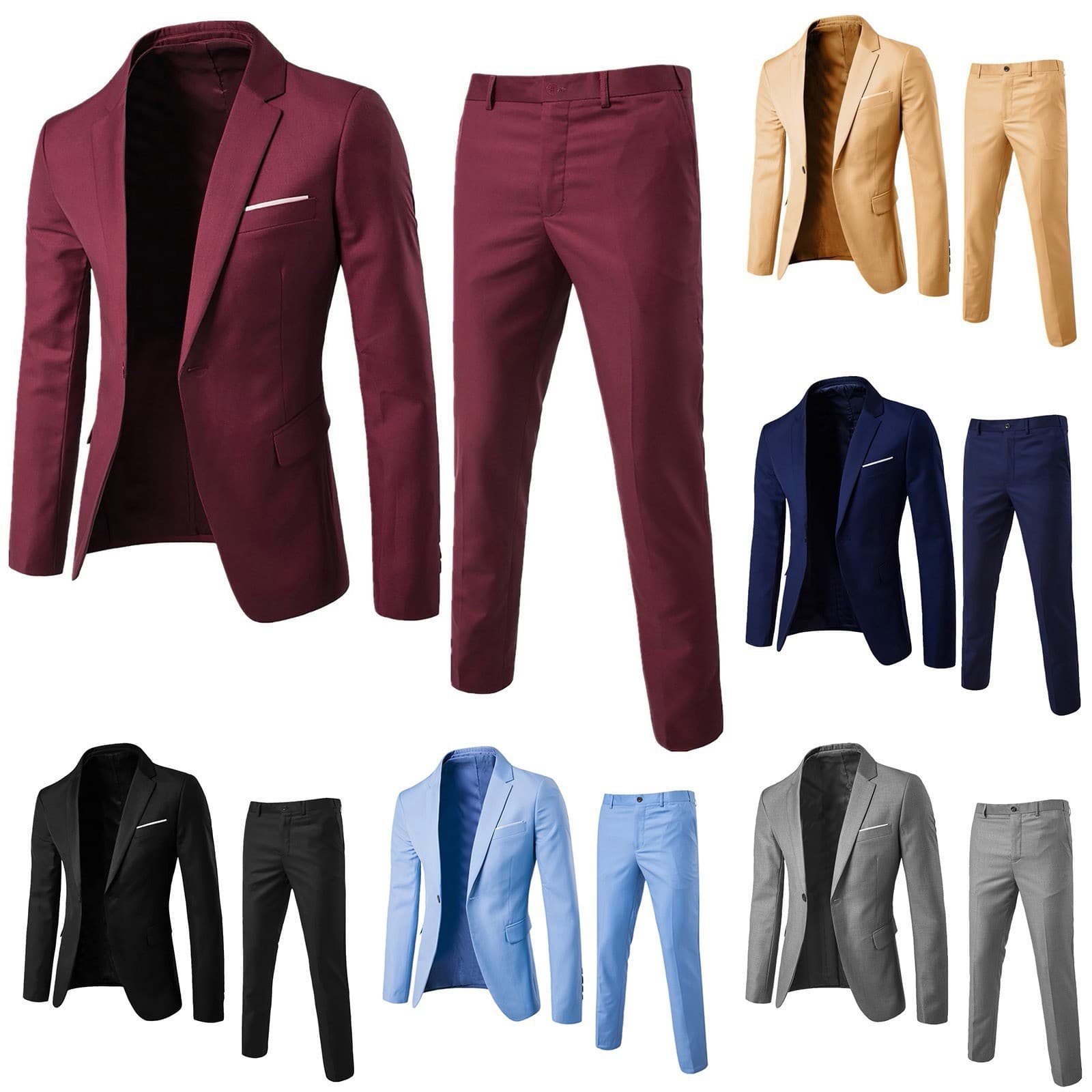 Business Professional Men's Suit Wedding Ceremony Attire Slim Fit Korean Style Two Piece Set for Groomsmen And Bridesgrooms