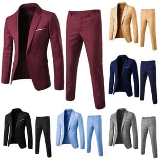 New Cross-Border Trade Men's Suit Solid Color Business Casual Suit Set Men's Two-Piece Suit Year-Round Stock