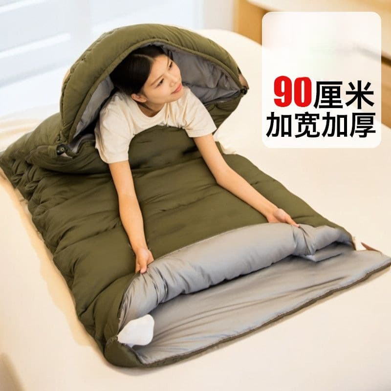 Thickened Extra-Wide Sleeping Bag Adult Outdoor Camping All-Season Portable Thickened Nap Blanket Dual-Use Car/Factory