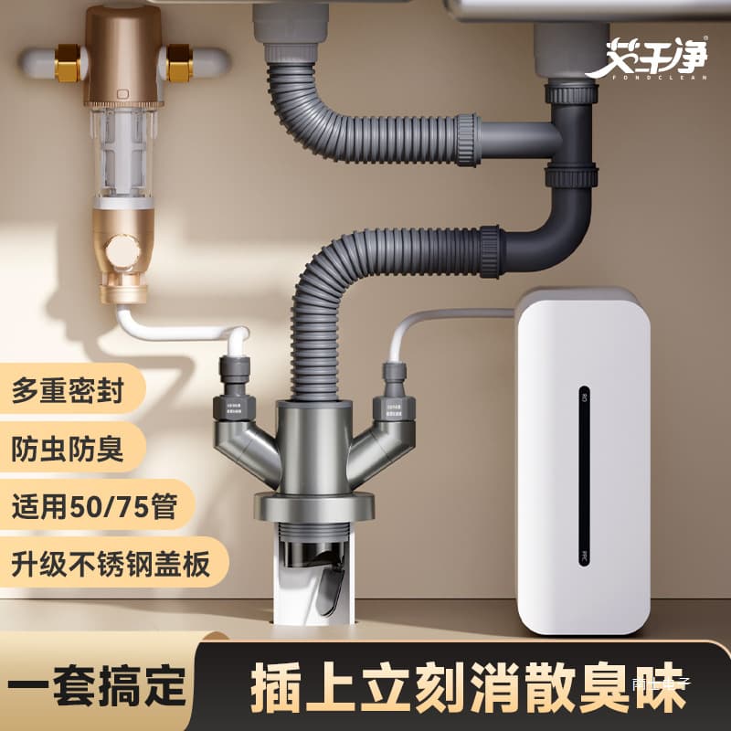 AiClean Universal Drain Triple Upgrade, Stainless Steel Cover Plate, Pre-Filter for Water Purifier, Dishwasher, Wash-Dry Set Good Item