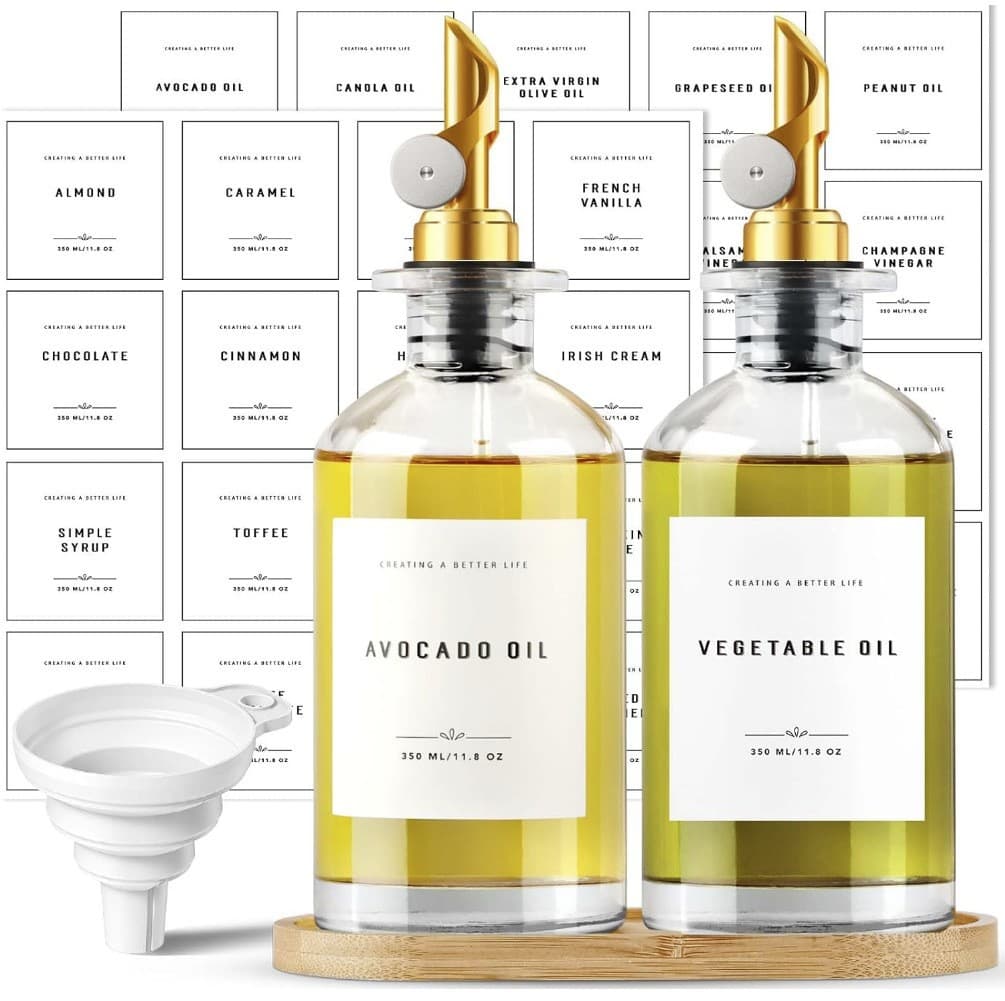 Amazon kitchenware 500ml crystal clear glass self-control opening and closing oil control bottle, soy sauce and vinegar 350ml bestseller