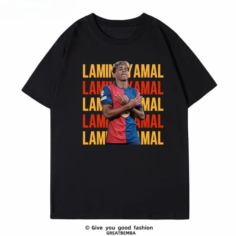 Football T-shirt Barcelona Yamal Short-sleeved Cotton T-shirt