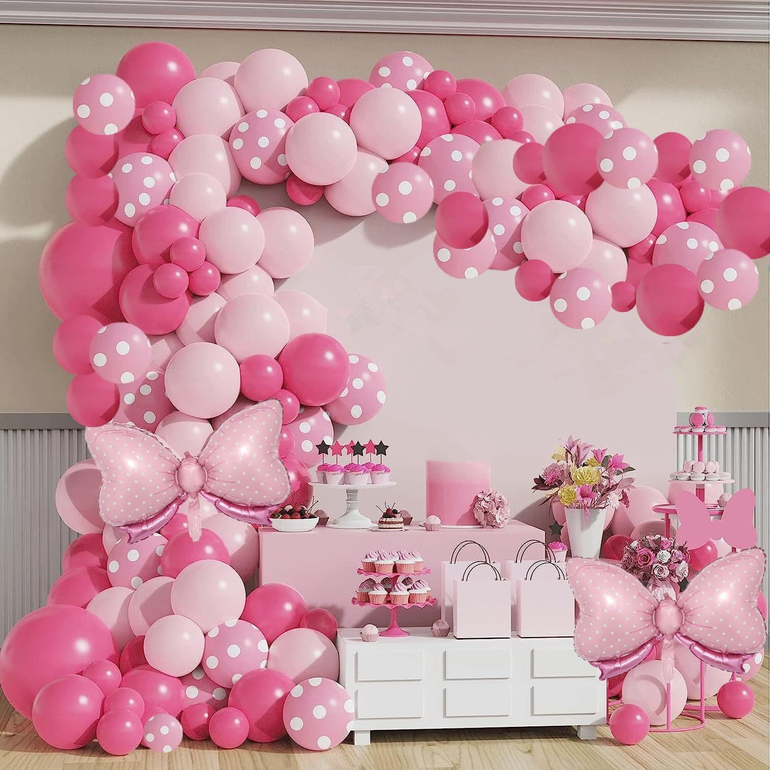 New Cross-Border Pink Minnie Theme Balloon Set for Girls' Birthday Party Decoration Atmosphere Balloon Chain