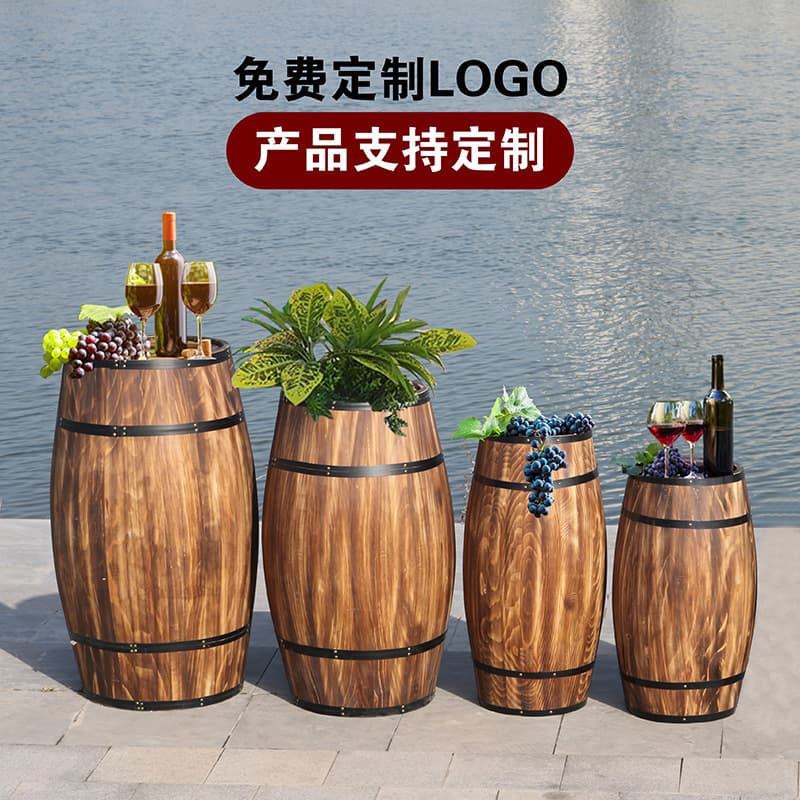 Decorative Oak Wine Barrel Solid Wood Beer Barrel Wooden Bar Wine Cellar Display Ornament Red Wine Barrel Wedding Photography Prop