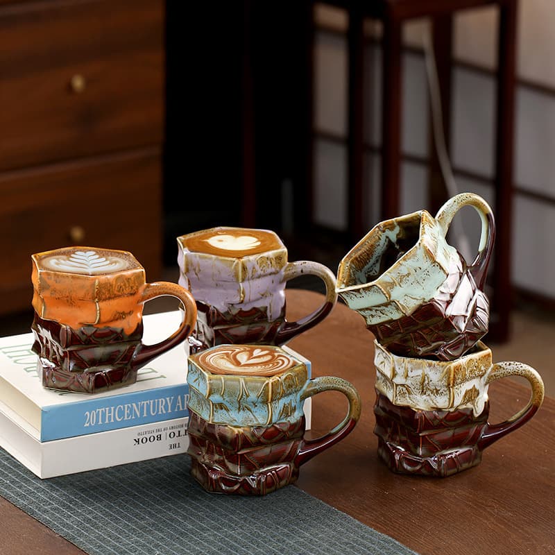Painted Book Mug 3D Painted Book Mug Coffee Cup Unique Book-Stacking Ceramic Cup