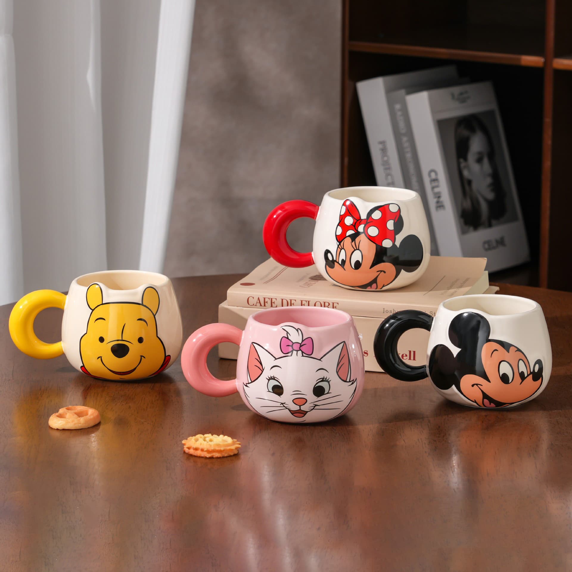 Genuine Winnie the Pooh Ceramic Mug, High-Appeal Mickey and Minnie Couple's Mug, Gift for Home, Large-Capacity Coffee Cup