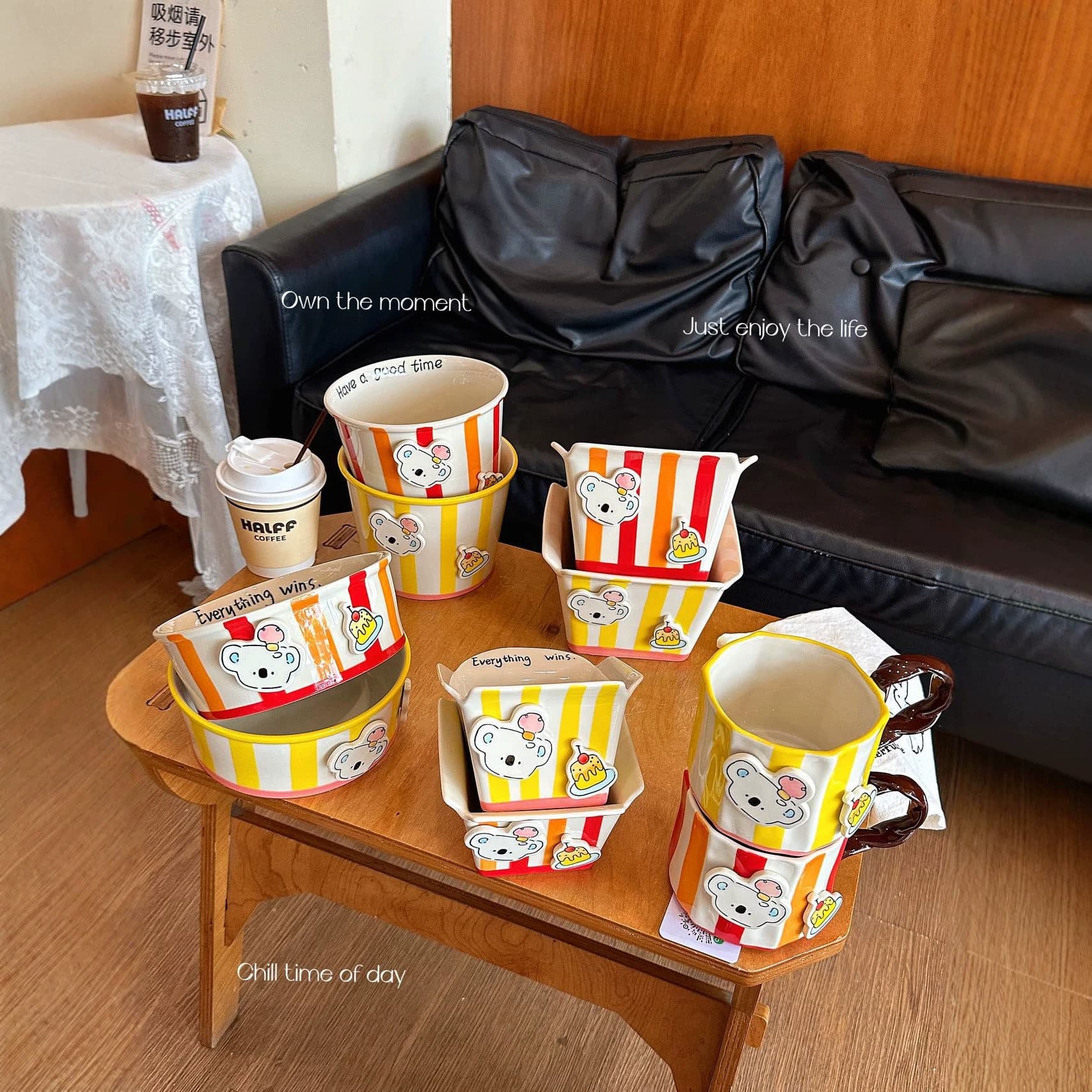 High-Aesthetic Ins Super Cute Koala Series Salad Plate, Home Rice Bowl, Fries Bucket, Instant Noodle Bowl, Salad Bowl