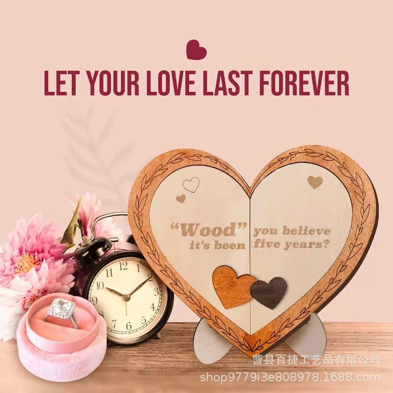 Cross-border married couple anniversary wooden heart-shaped plaque table decoration Valentine's Day wedding party crafts