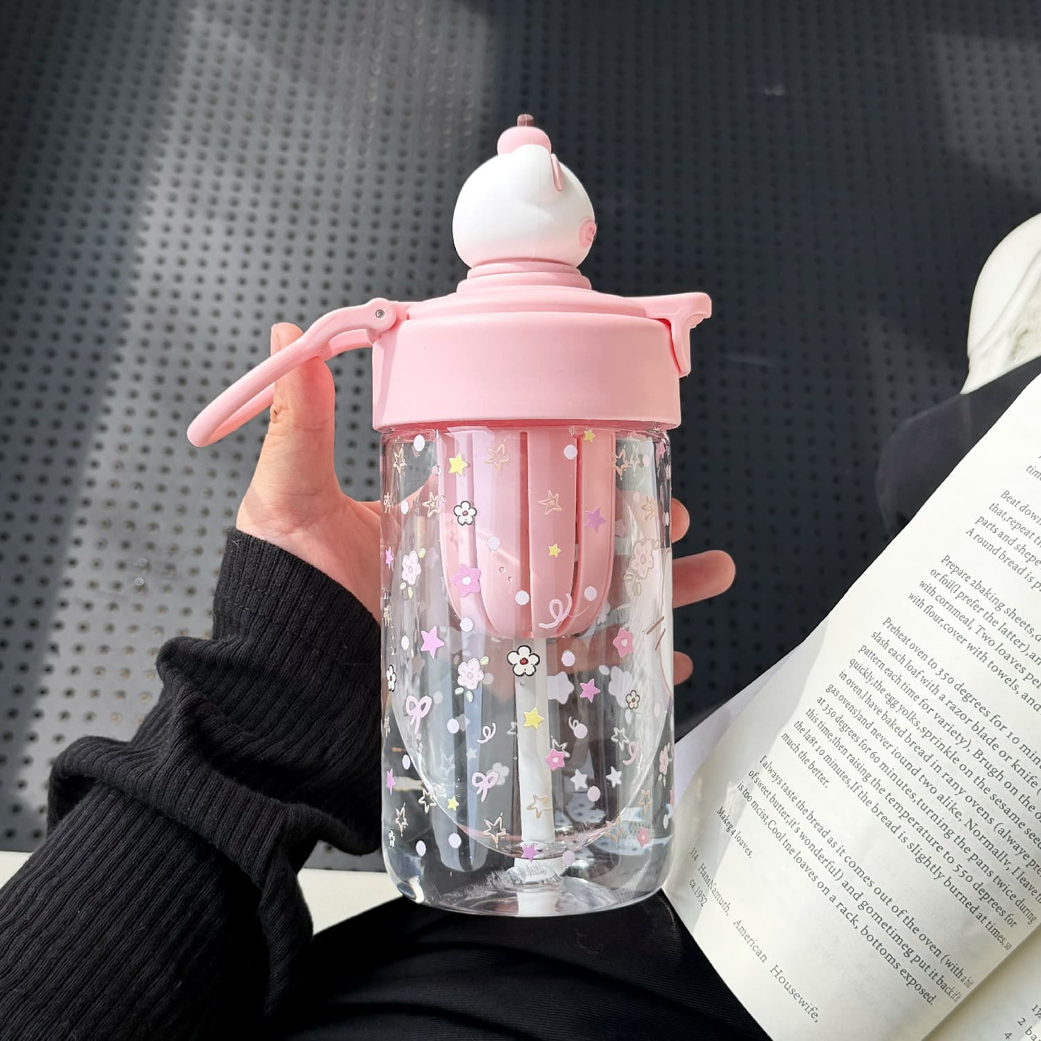Cartoon Kids Portable Large Capacity Plastic Cup Student Unique Simple Cute Ins High Appearance Water Bottle