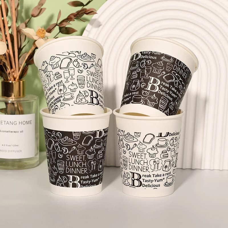 Cartoon New Year Paper Cups Disposable Cups Chinese Trendy Cute Hot Drink Cups for Home Office Hospitality Tea Water Cups