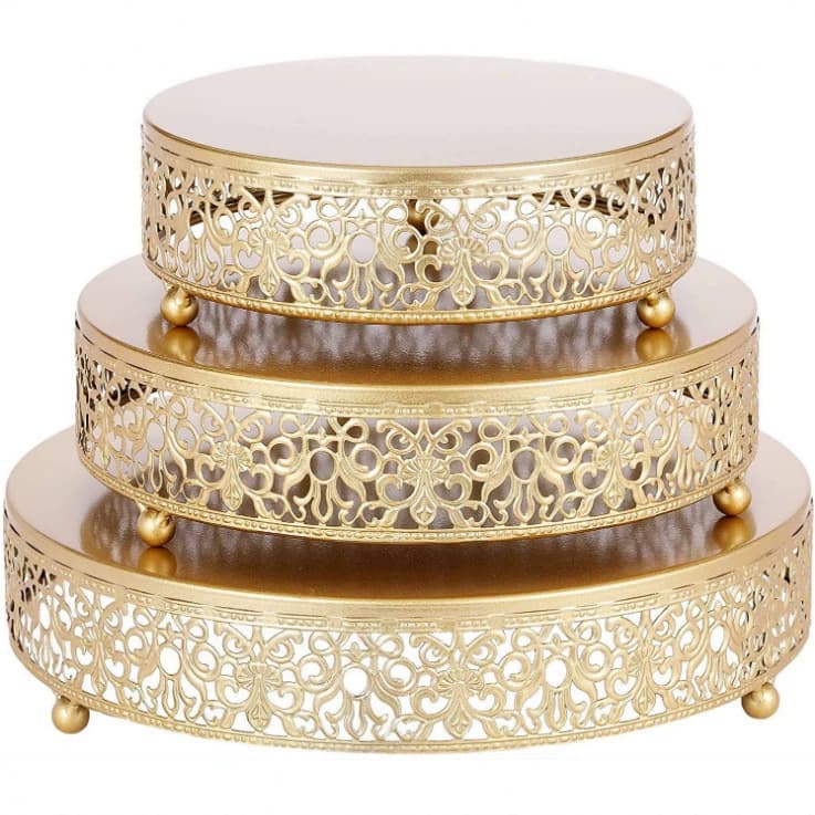 Wrought Iron European Style Gold Pedestal Cake Stand for Birthday Party Decoration Dessert Stand Metal Craft