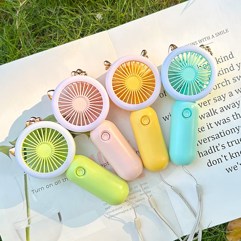 New summer handheld night light fan, USB rechargeable mini electric fan, outdoor portable small fan