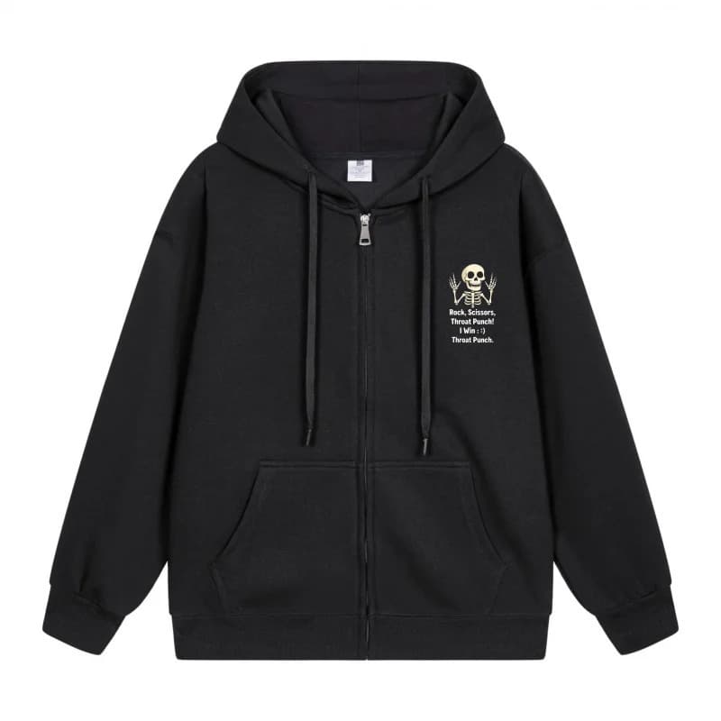 【Cross-border EU Size】Men's Zip-Up Hoodie Black Hoodie With Skull
