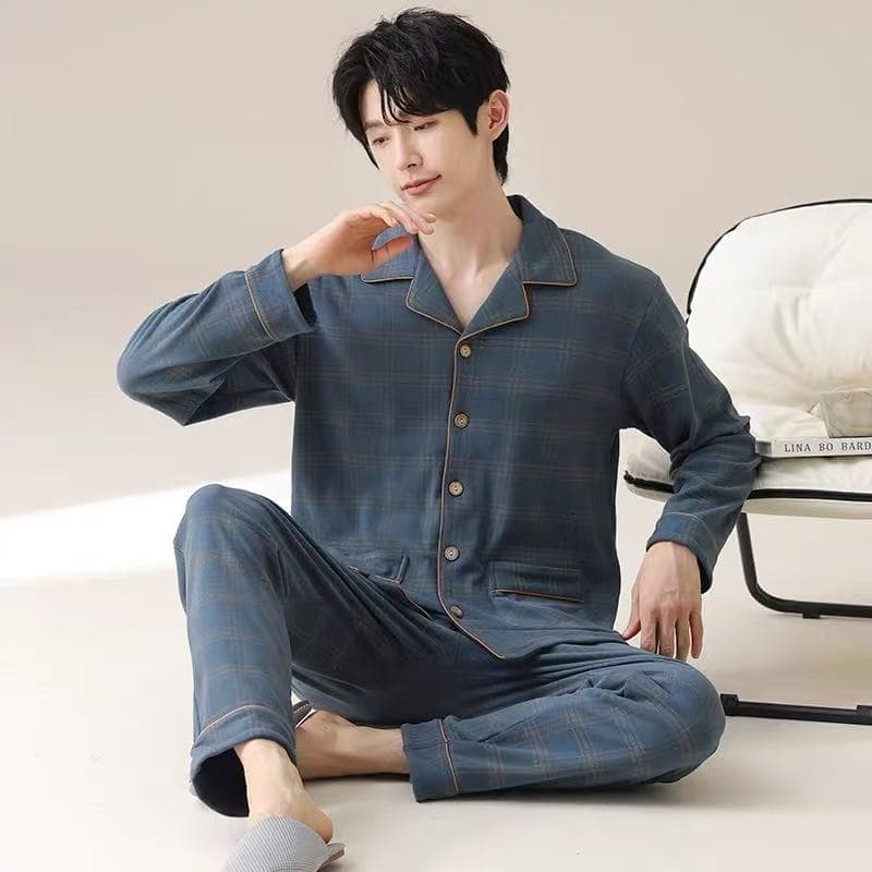 Spring and Autumn Cardigan Lapel Long Sleeve Long Pants Pajamas Plus Size New Printed Casual Homewear Set Two-Piece Set