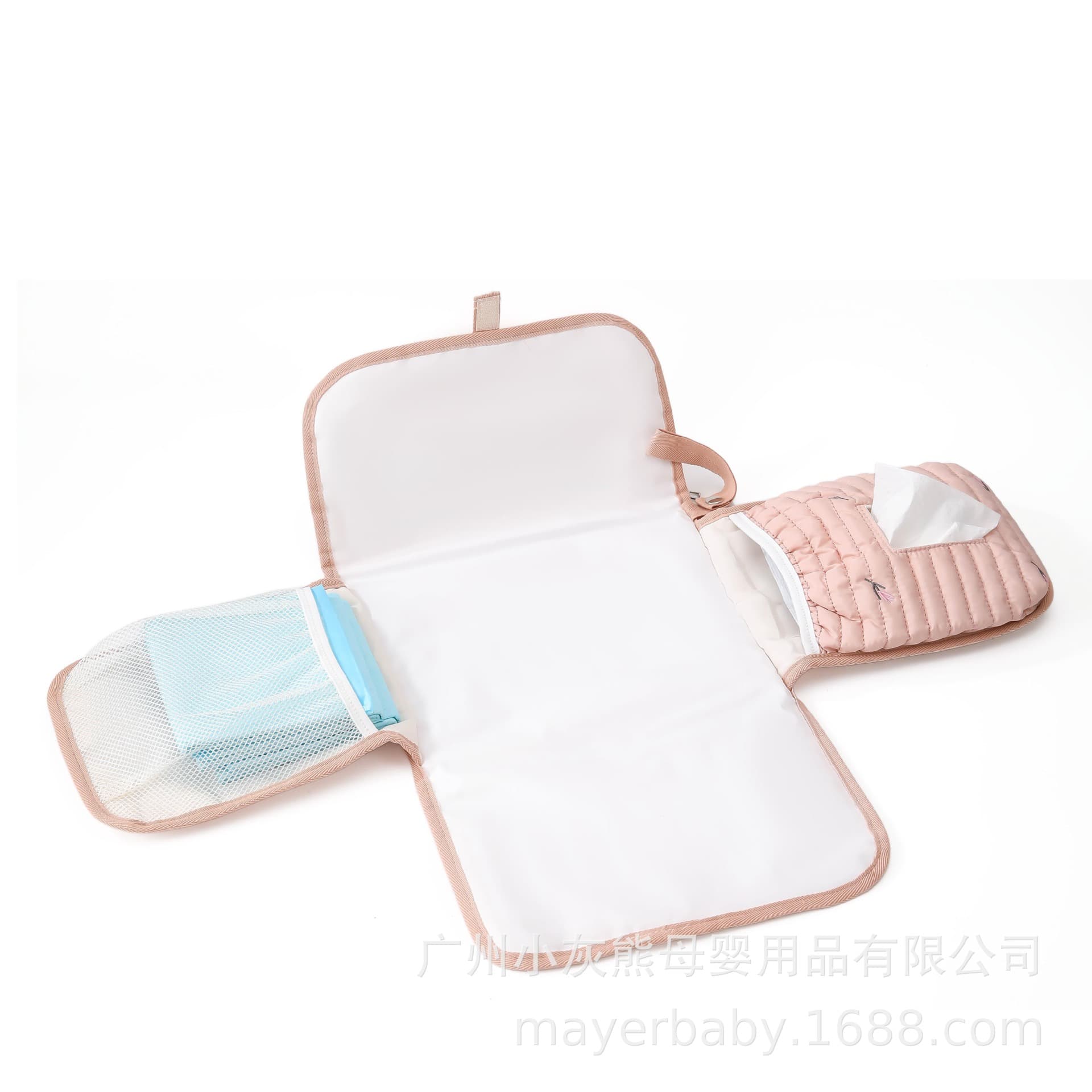 New Korean Quilted Tulip Handheld Diaper Changing Pad Baby Diaper Changing Mat with Compartment Mini Wet Bag
