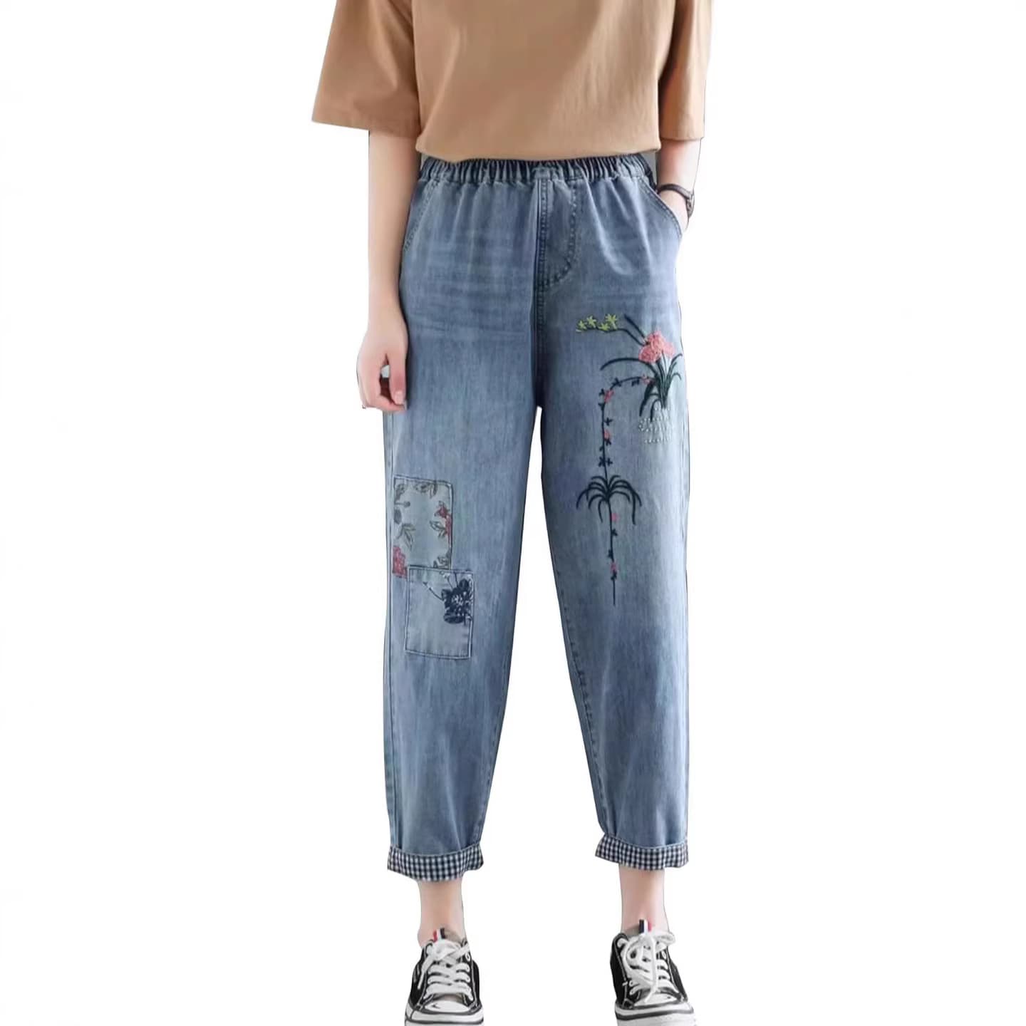 European and American 2025 new products Amazon cross-border foreign trade summer casual slimming jeans for women slim-fitting butt-lifting trousers for women