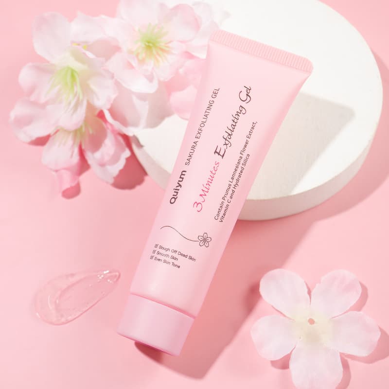 Temu Edition QUIYUM Cherry Blossom Exfoliating Gel 30g (Soft Tube) Facial Cleansing Exfoliating Gel English