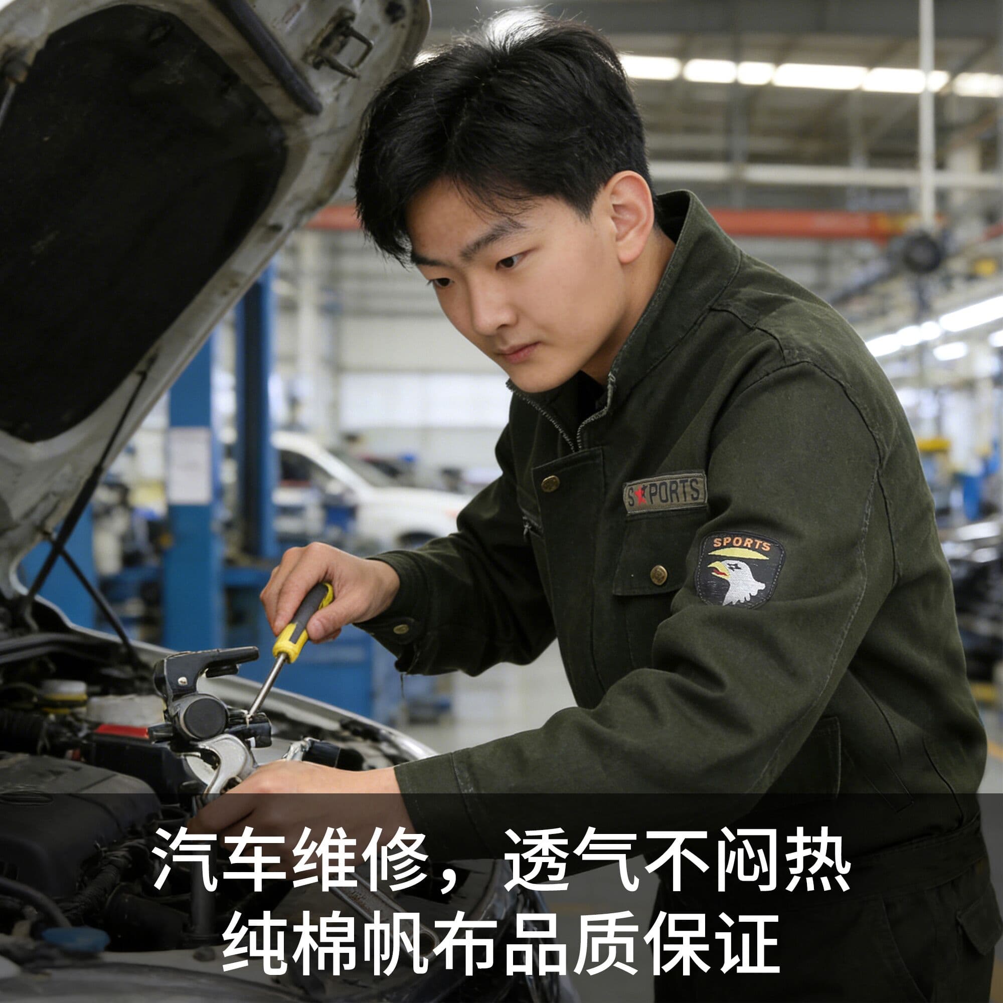 Pure Cotton Long-Sleeve Welding Workwear Set, Heat-Resistant and Wear-Resistant Protective Clothing, Spring/Autumn Workwear for Auto Repair