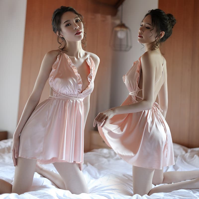 Su's New Sexy Pajamas Women's Summer Short Pajama Set Backless Plus Size Nightgown