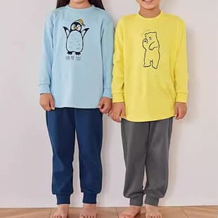 New Boys Girls Cute Set Cotton Comfortable Family Matching Home Wear Spring Autumn Cartoon Long Sleeve Sweatshirt Kids Clothing