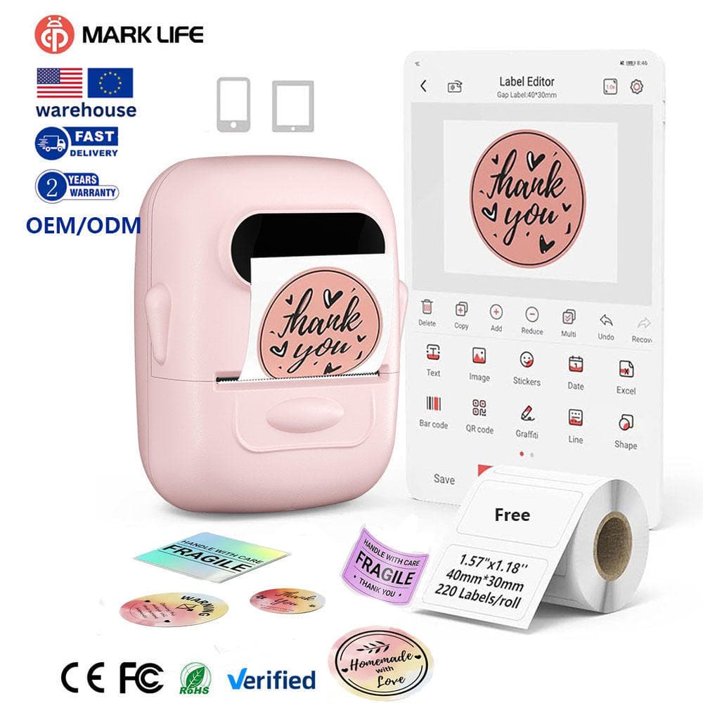 Marklife P50 Thermal Label Printer - No Ink/Toner