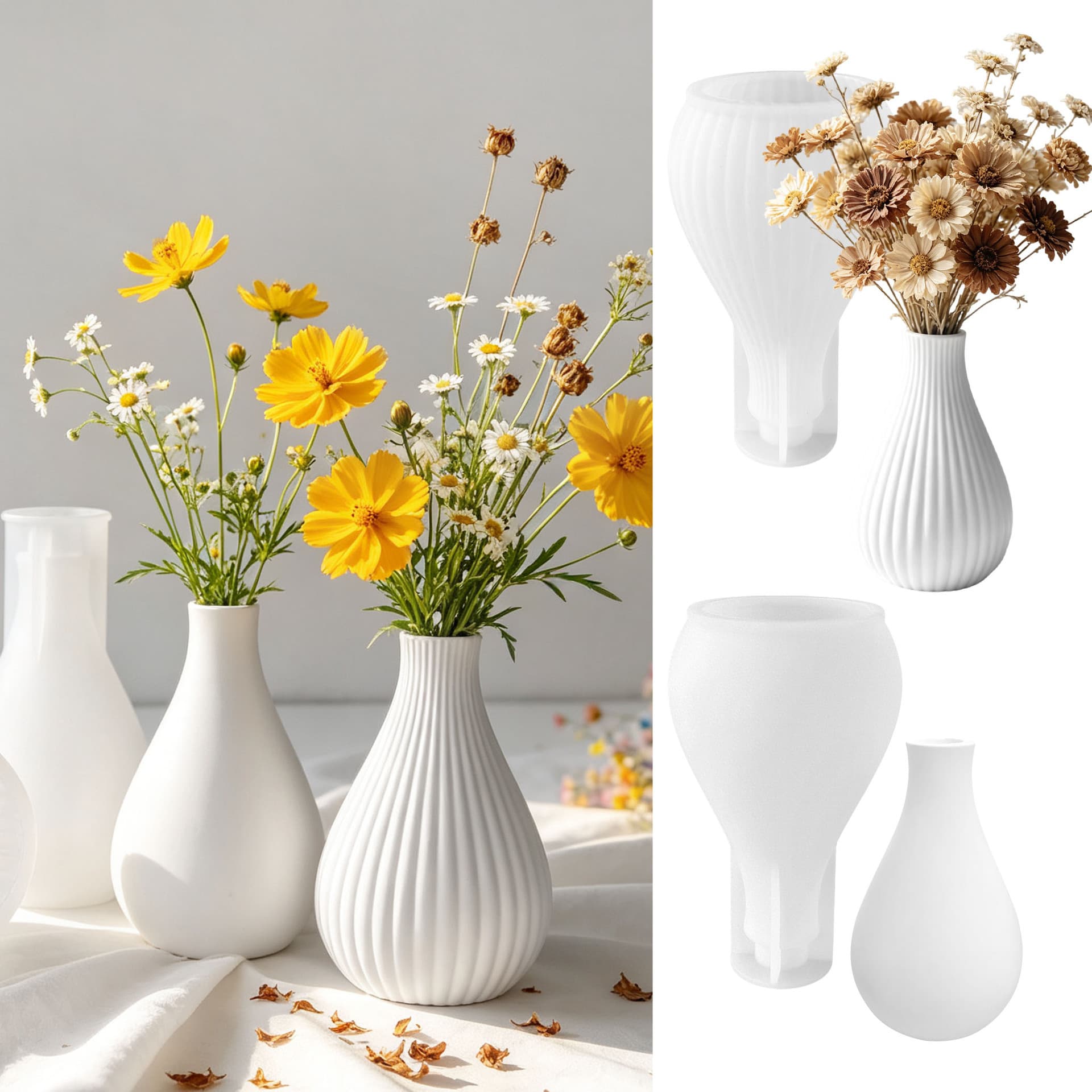 Vase silicone mold diy crystal glue insert vase gypsum cement flowerpot ornaments living room decoration abrasive