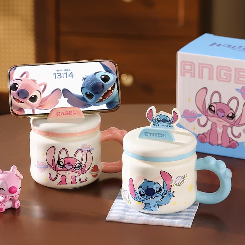 Stitch Ceramic Cup Cute Cartoon Water Cup Home Cartoon Breakfast Coffee Cup Birthday Gift Cup Stitch