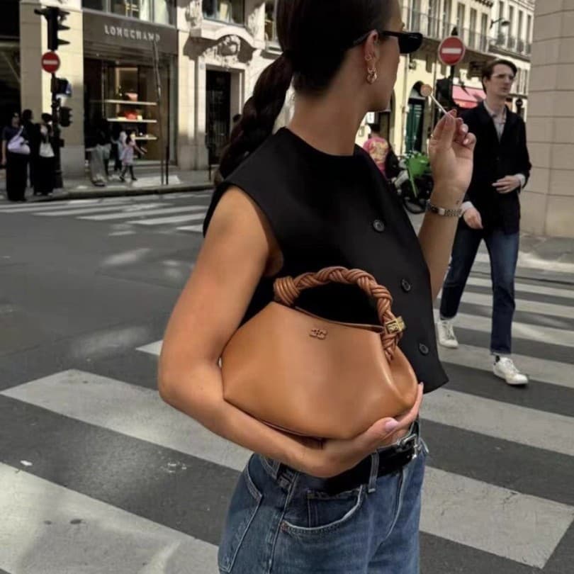 2026 New GANNI European and American Niche Design High-End Woven Hexagonal Shoulder Handbag Crossbody Bag for Women