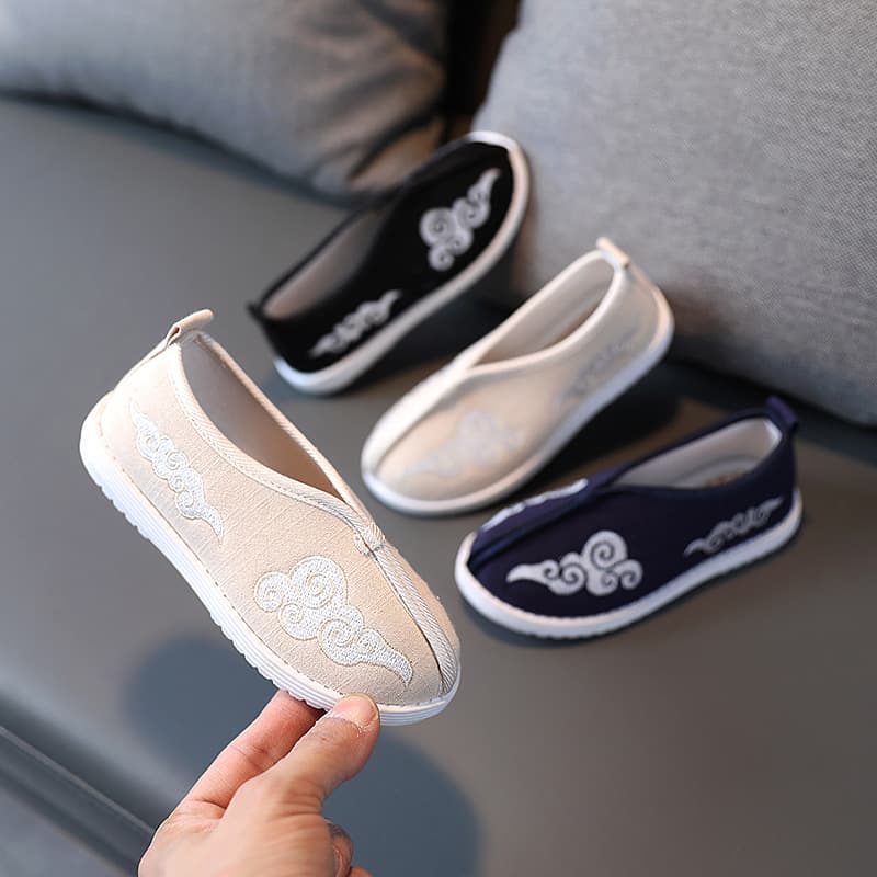 Hanfu Shoes for Children, Embroidered Shoes, Chinese Style Old Beijing Cloth Shoes, Boys' Ancient Costume Shoes, New Chinese Style Horse Face Skirt Children's Shoes