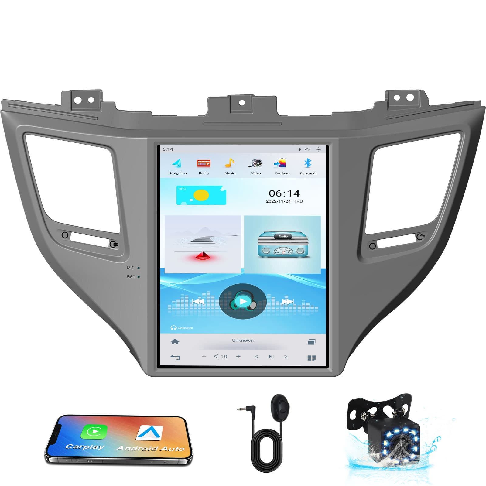 Hyundai Tucson IX35 2015- Android Navigation Central Control Large Screen Wireless CarPlay Head Unit All-in-One