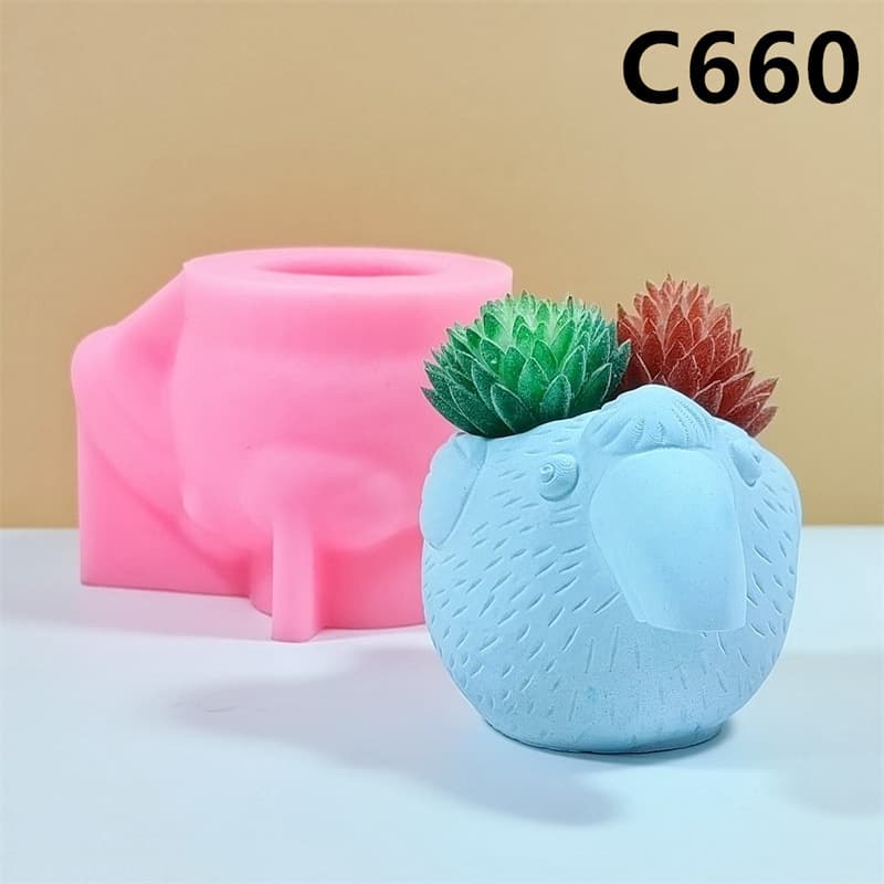 Cartoon Succulent Pot Silicone Mold Creative Personalized Desktop Animal Home Indoor 3D Decorative Ornament C660