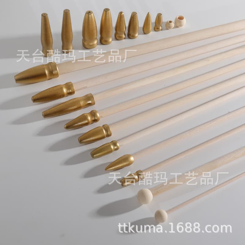 Wooden Flagpole Silk Banner Cross-Border Golden Flag Cap Spear Top Solid Wood Stick Hand-Shaking Head Spot Wholesale Solid Wood Craft